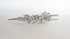 Silver alligator butterfly and ribbon hair claw clip with clear and AB crystals