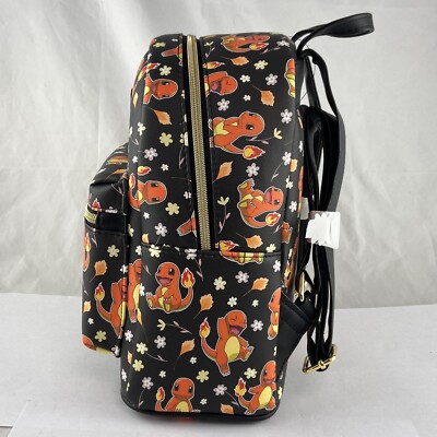 Loungefly Charmander Daisy Mini Backpack Bag Daisies POKÉMON All Over Print Blk Loungefly Pokemon Charmander All Over Placement Daisy  main image 3