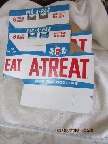 Lot of 5 A-Treat 28 ounce Soda Pop Bottle 6 Pack Carrier Carton Store Stock - Picture 5 of 6