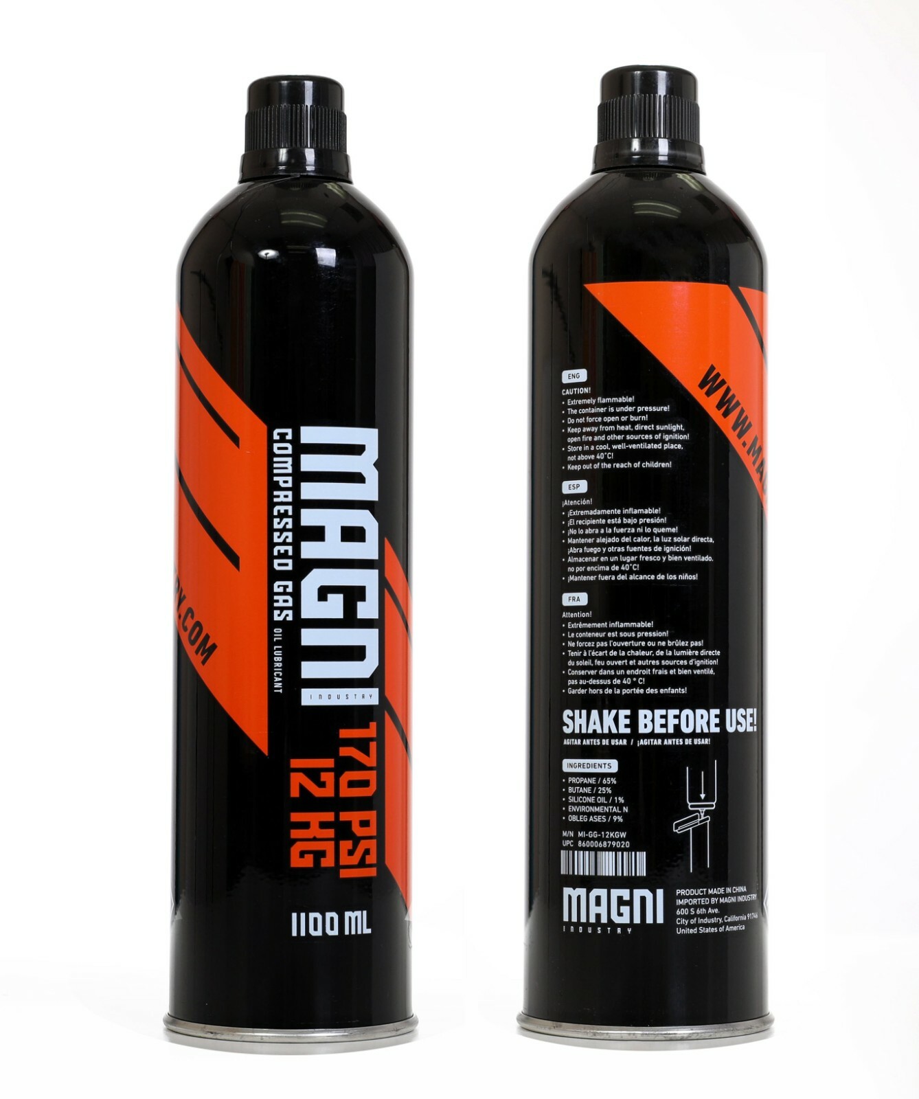 MAGNI Green Gas for Airsoft Guns 1100ml (Pack of 2)