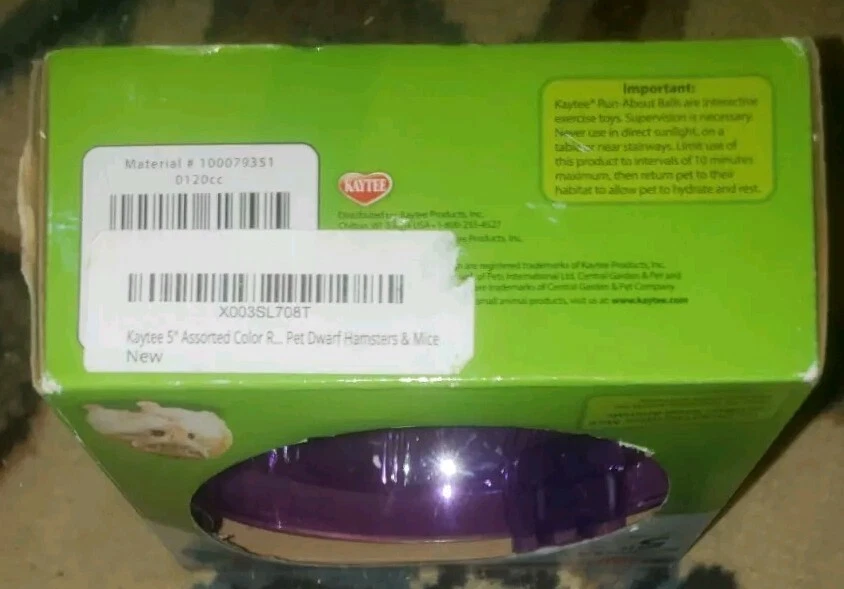 Kaytee Mini Pelota de Ejercicio Run-About de 5" para Hámster Enano, Ratones en Púrpura Arco Iris Foto 3 de 3