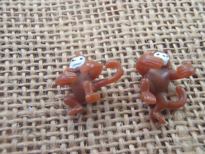 Polly Pocket 2 Monkeys  2000 Jungle Pets Mattel Replacement Bluebird Figures