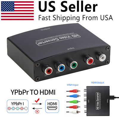YPbPr Component to HDMI Converter Stereo Audio Video L/R 5RCA RGB Adapter 1080P 