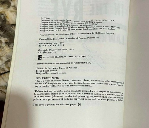 Lawrence Block THE BURGLAR IN THE RYE Signed ARC Good Condition - Picture 3 of 3