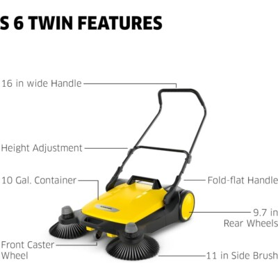 #ad Kärcher S 6 Twin Walk Behind Outdoor Hand Push Floor Sweeper NEW $294.00