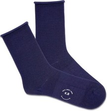 K. Bell Women's Solid Modal Roll Top Crew Socks 1 Pair, Denim, Women's 9-11