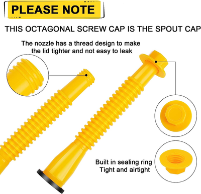 Thick Screws Replacement Gas Can Spout / Nozzle And Vent Kit For Plastic Gas Cans Old Style
