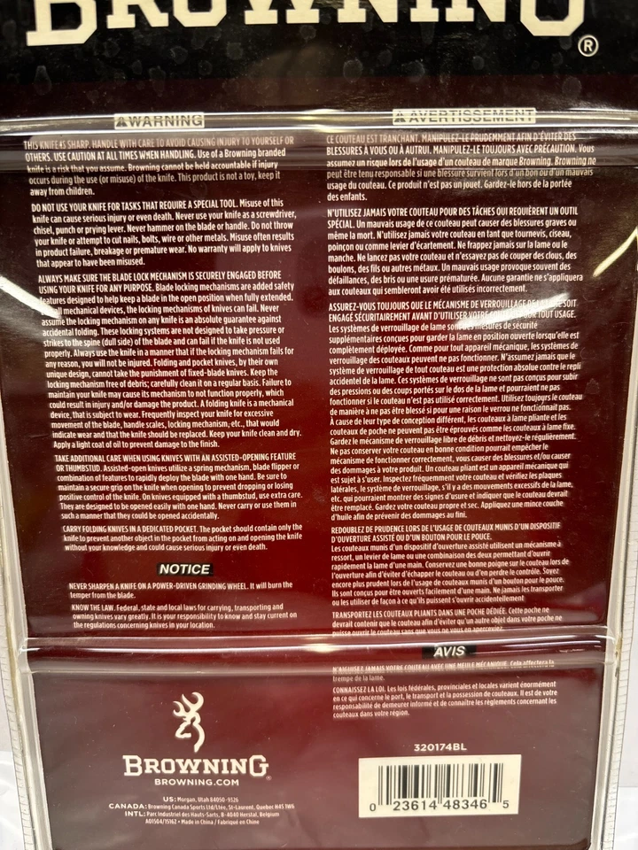 Browning Black Label Duration Model Folding Knife-*NEW* - Image 3 of 4