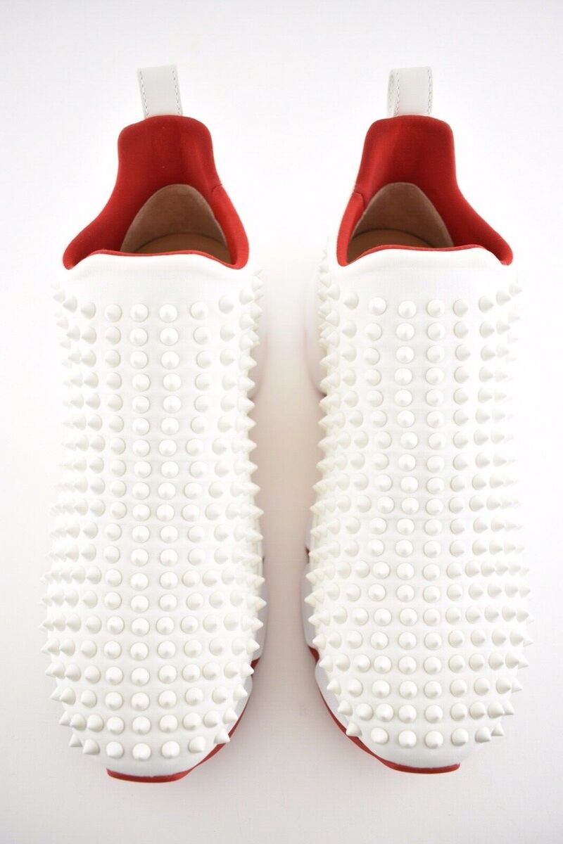 Christian Louboutin Spike Sock Donna Flat Snow White Red Christian Louboutin Spike Sock Donna Flat Snow White Red