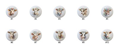 Cows and Flowers by icao 1.5'' DECORATIVE Cabinet PULLS Dresser Drawer KNOBS
