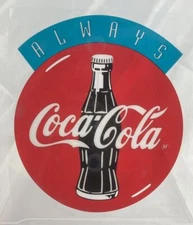 Coca-Cola Decal Window Sticker Red Disc Bottle 1990s 10” X 8-1/2”