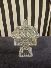 Vintage MCM Jeannette Glass Clear Small Cake Box