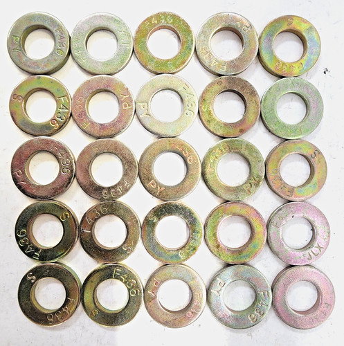 STRUCTURAL WASHERS (LOT OF 25) 9/16" ID 1" OD 1/8" THICK STEEL F436