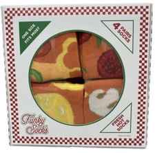 Funky Socks Unisex Pizza Socks Gift Set of 4 Novelty Pizza Box One size NIB 