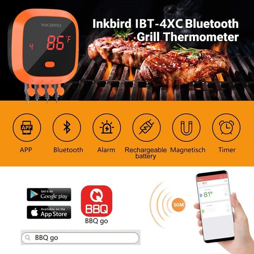 Inkbird Bluetooth BBQ Thermometer Grill Fleischthermometer IBT-4XC Fühler C/F DE - Bild 3 von 12