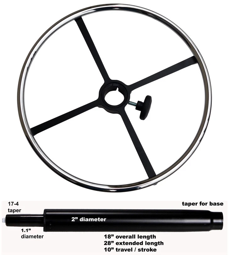 Drafting Stool Counter Chair Kit | 18" Diameter Foot Ring | 10" Stroke Cylinder