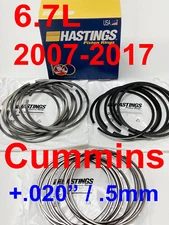 6.7 CUMMINS Piston Rings set L (2007-2017) ETJ EJK ISB200 +.020 / +.5mm HASTINGS
