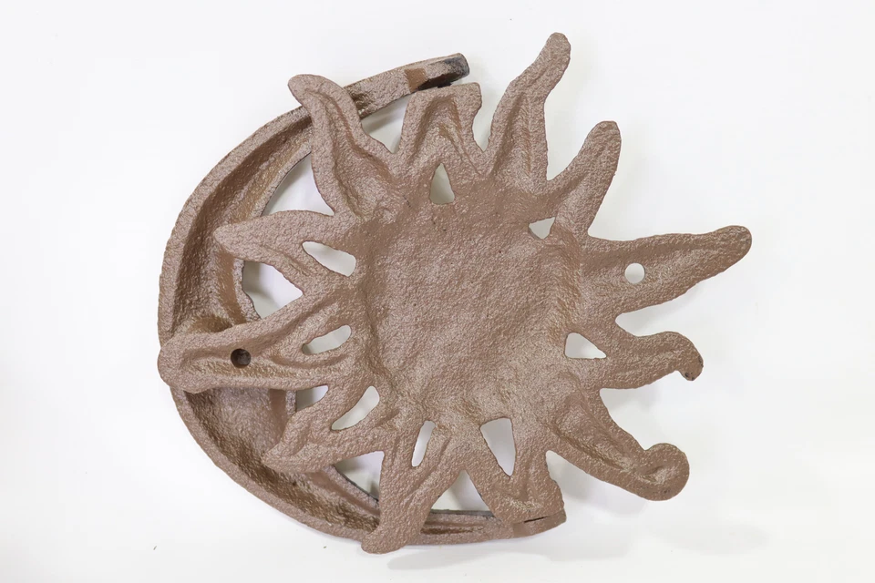 Llamador puerta delantera sol y luna hierro fundido rústico, marrón Foto 3 de 4