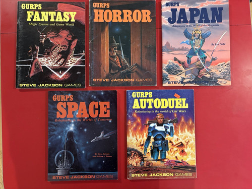 Lot of 5 GURPS RPG Books Space, horror, autoduel, fantasy and japan