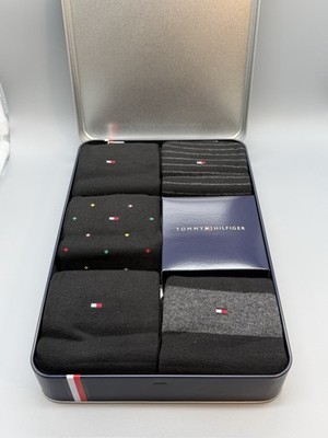 Tommy Hilfiger 5 Paar Men s Socks 43-46 Metallbox Black Herren Strümpfe Schwarz