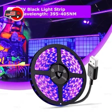 UV LED Strip Light 395-405nm Flexible USB Blacklight Glow Party Neon Lamp