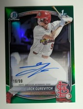 Jack Gurevitch 2025 Bowman Draft Chrome 1st Green Refractor Auto /99 Cardinals