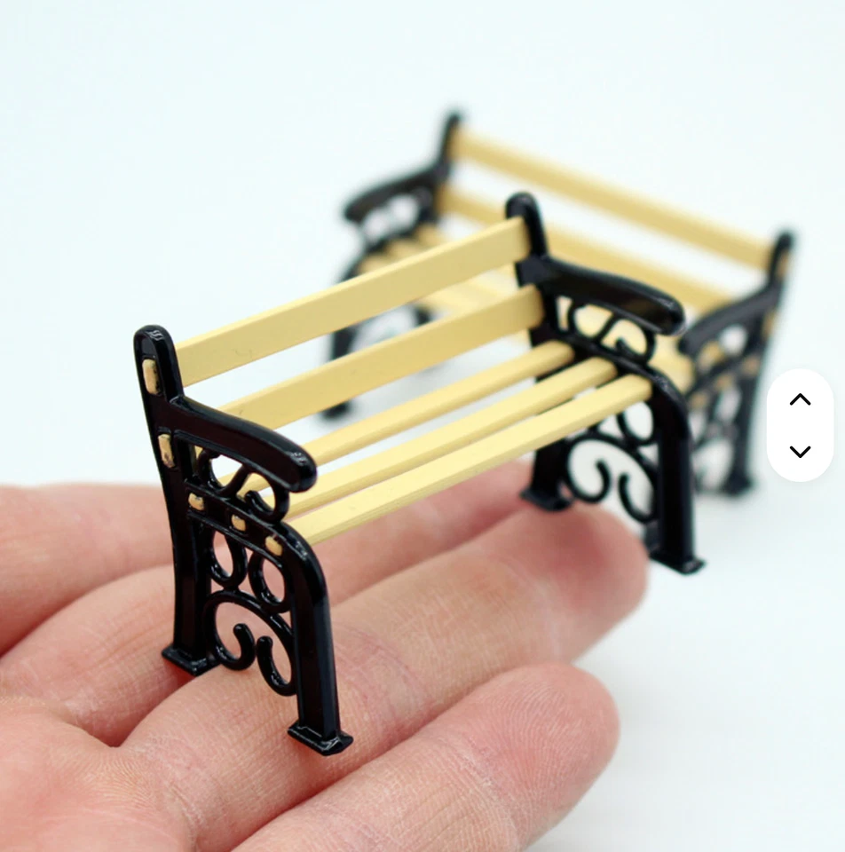 Two Wrought Iron Wood Park Benches (Die-cast + wood) 1:24 G Scale - Image 4 of 4