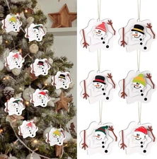 Chunful 6 Pcs Melted Snowman Christmas Ornament Wooden Hanging... 