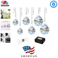 6 Pcs Clear Crystal Ball Prism Sun Shine Catcher Rainbow Pendants Maker, Hang...