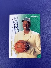 1996-97 Skybox Premium Autographics Black Ink Samaki Walker RC On Card Auto