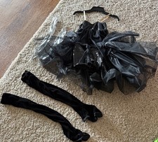 Costume Gallery Dance Black Velour Sequins Leotard Tutu Boots Gloves Child large