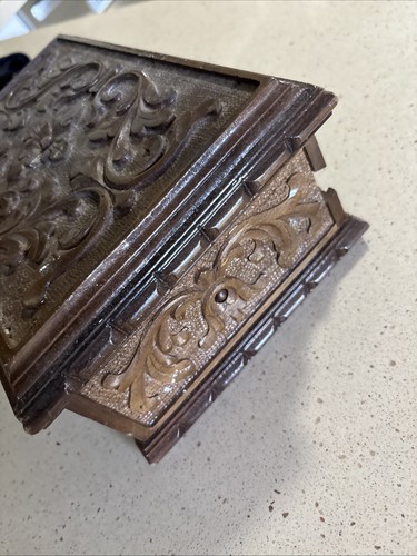 Asian Carved Wooden Jewelry Box 10.5” X 4.25” X 7” Free Shipping - Picture 5 of 11