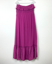 Eyelash Couture Women's Strapless Maxi Sundress Size 2X Pink Cotton Smocked
