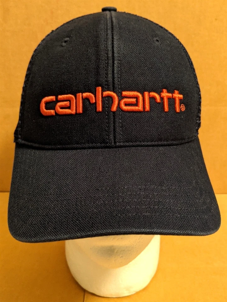 Carhartt Navy Blue Trucker Style Baseball Hat Cap Snapback Mesh Adult Cotton - Image 2 of 4
