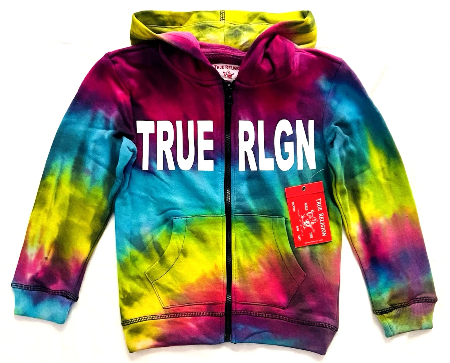 True Religion Kids L/S 4 & 5 Multi-Color Tie Dye Hooded Zip-Up Sweatshirt Hoodie