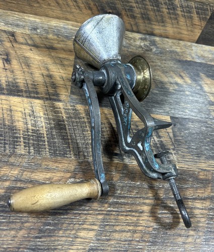 ANTIQUE CAST IRON VERA MILL MANUAL CLAMP NUT POPPY SEED GRINDER BRASS