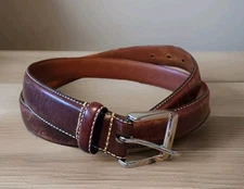 POLO RALPH LAUREN Size 40 Burnished Brown Italian Leather Distressed Golf Belt 
