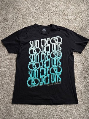 SUN DIEGO SURF SUPPLY XL Black Crew Neck T-shirt Graphic Beach So Cal Skate Cali