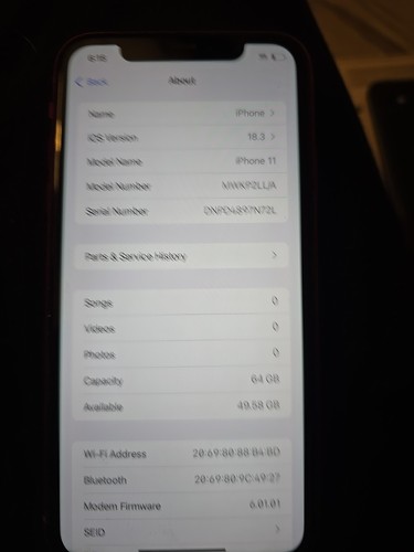 Apple iPhone 11 64GB Black A2111 MWKM2LL/A Verizon Clean ESN Used Excellent (ST) - Afbeelding 5 van 6