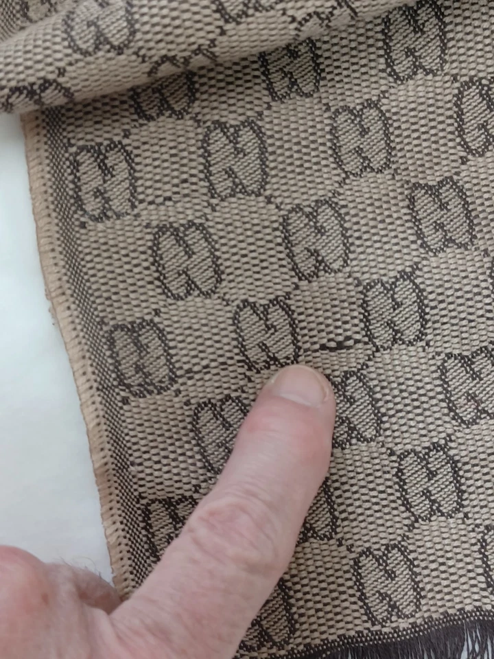 Gucci Scarf Unisex Wool And Silk Brown Green Red Stripe Made in Italy Authentic  Foto 4 de 4