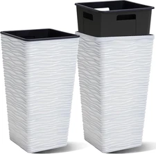 Garden 2-Pack 22" H. White Square Tapered Planter with inside Pots - Plastic Pla