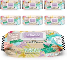 6 Packs Surface Cleaning Wipes Bleach Free, Thick & Large Dispose, All-Purpose C