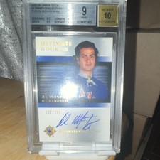 Upper Deck Ultimate Al Montoya Rookie Auto BGS 9 Rangers #124 /399 Card. rookie card picture