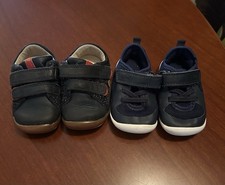 2 X Baby Boys Clarks Shoes Trainers Navy Blue 2 1/2 G First Shoes Infant