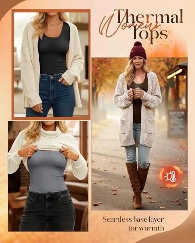 4 Pack Women's Thermal Tank Medium Black, Mixed Gray, Flesh Tone, Dark Brown - Image 4 of 4