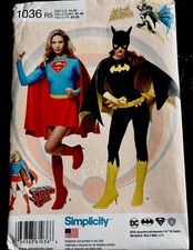 Simplicity Adult 1036 Misses' Supergirl and Batgirl Costumes Size 14-22 UNCUT