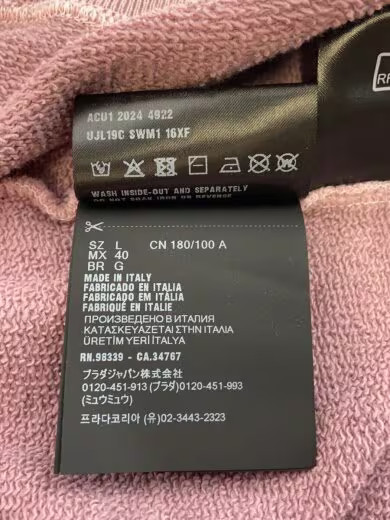 PRADA/College/Vintage Sweatshirt/L/Cotton/Pink/UJL19C thumbnail 5