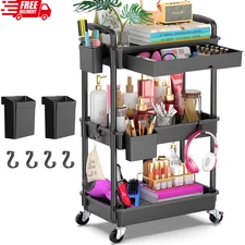 Goovilla 3 Tier Rolling Utility Cart Organizer with Removable Drawer