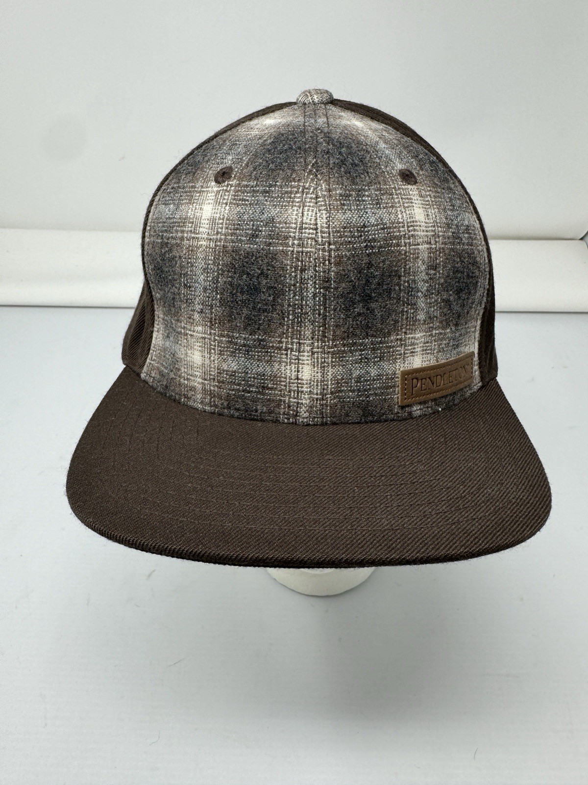 Pendleton Logo Flatbrim Plaid  Snapback Hat 100% … - image 2