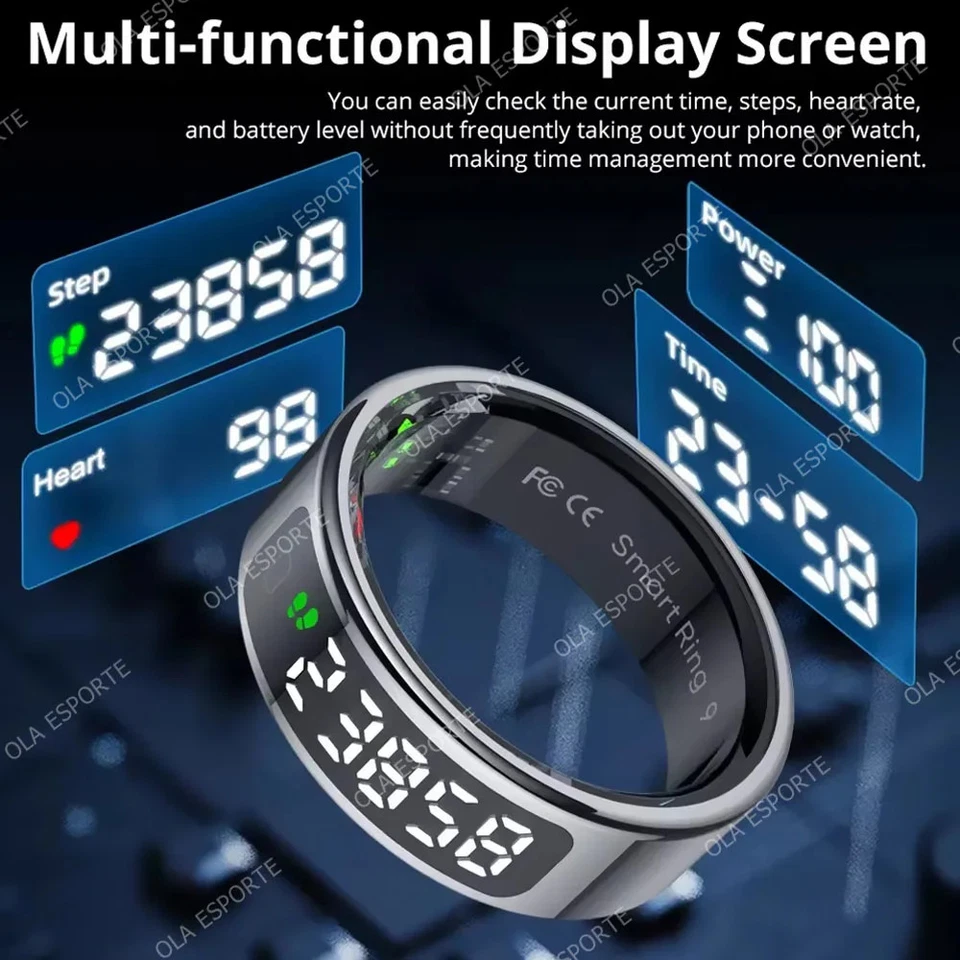 2025 Smart Ring mit Display und Touch, Wireless Charging Case, Gesundheit - Bild 4 von 4